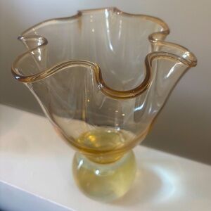 Vintage Amber Glass Swing Vase
